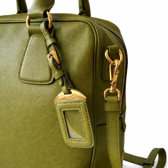 Prada Saffiano Lux Convertible Top Handle Bag – Green - Picture 6 of 8
